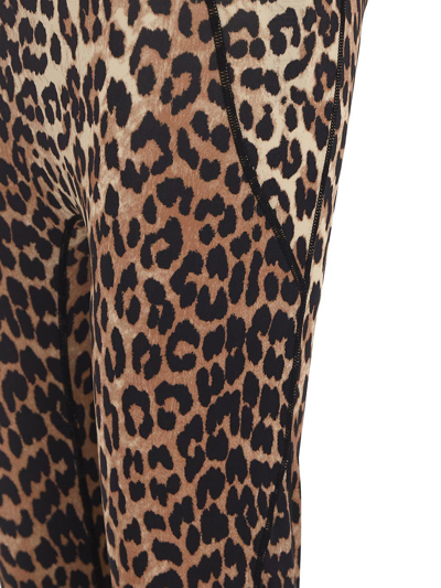 Shop Ganni Leopard Leggings In Brown