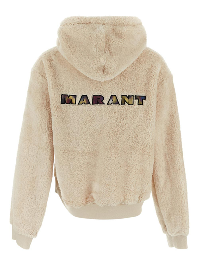 Shop Isabel Marant Étoile Fur Hoodie In Beige