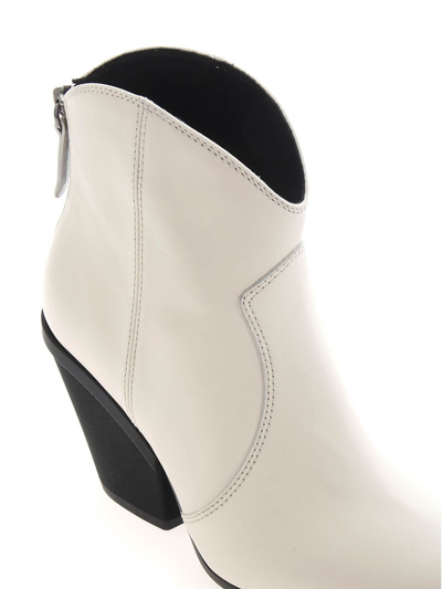 Hogan Texan Ankle Boots In Ecru Color In Cream