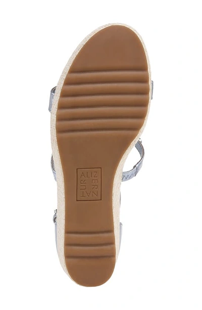 Shop Naturalizer Serena Ankle Strap Espadrille Platform Wedge Sandal In Light Blue Metallic Leather