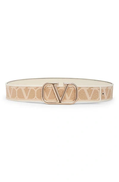 Shop Valentino Vlogo Signature Raffia Bracelet In Yt3 Naturale/ Ivory