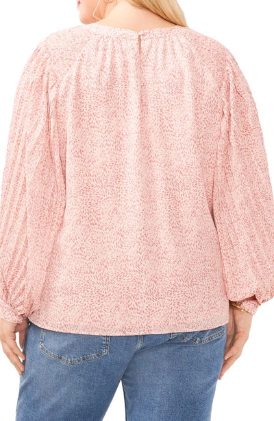 Vince Camuto Abstract Floral Print Top In Pink Orchid