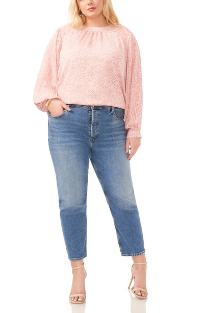 Vince Camuto Abstract Floral Print Top In Pink Orchid
