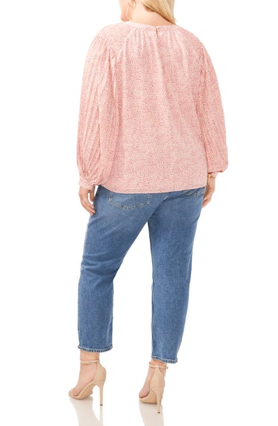 Vince Camuto Abstract Floral Print Top In Pink Orchid