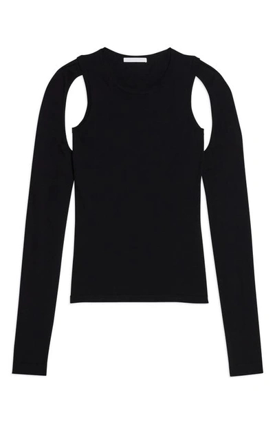 Shop Helmut Lang Cutout Crewneck Sweater In Black