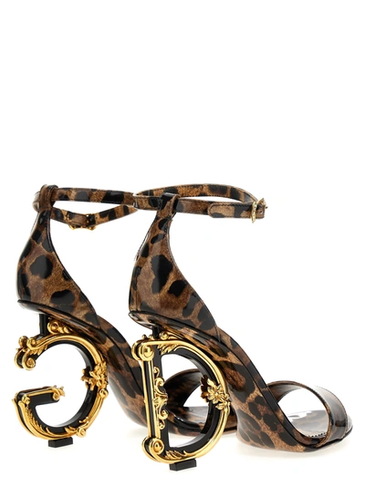 Shop Dolce & Gabbana Animal-print  With Logo Heel Sandals Multicolor