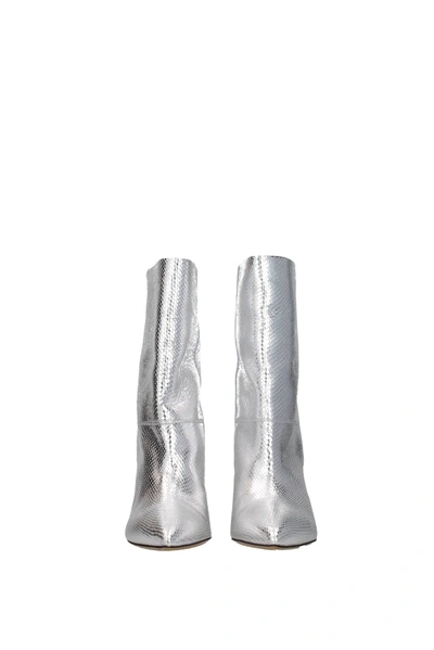 Shop Isabel Marant Ankle Boots Leather Silver