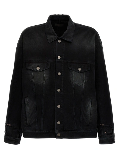 Shop Balenciaga Deconstructed Casual Jackets, Parka Black