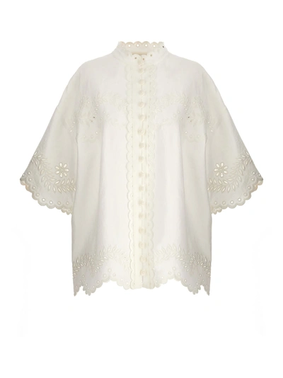 Shop Zimmermann Junie Embroidered Shirt, Blouse White