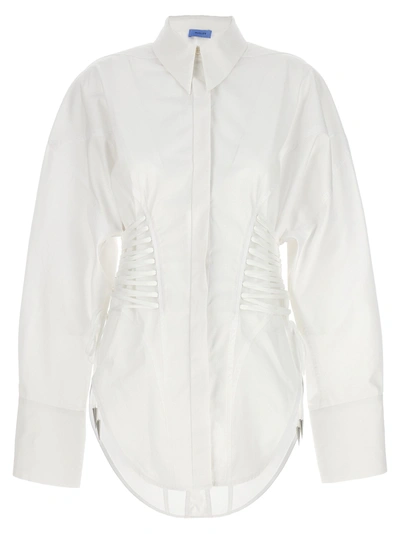 Shop Mugler Laced-up Shirt, Blouse White