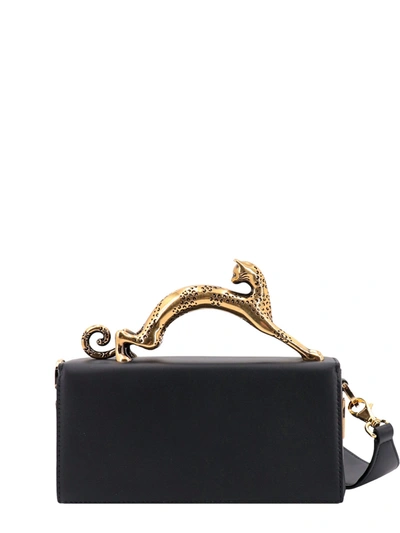 Shop Lanvin Leather Handbag With With Iconic Metal Handle