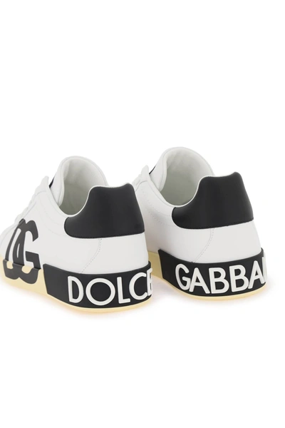 Shop Dolce & Gabbana Leather Portofino Sneakers With Dg Logo