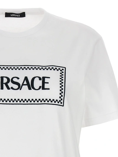 Shop Versace Logo Embroidery T-shirt White/black