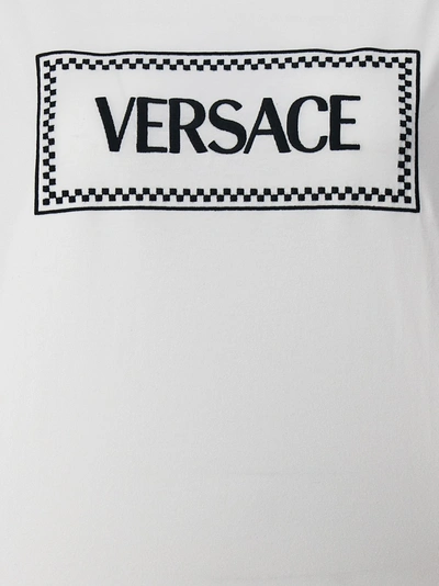 Shop Versace Logo Embroidery T-shirt White/black