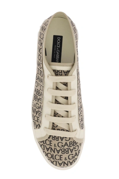 Shop Dolce & Gabbana Portofino Vintage Printed Canvas Sneakers
