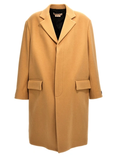 Shop Marni Single-breasted Wool Coat Coats, Trench Coats Beige