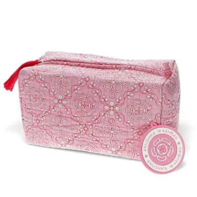 Shop Rex London Pink Anushka Quilted Wash Bag
