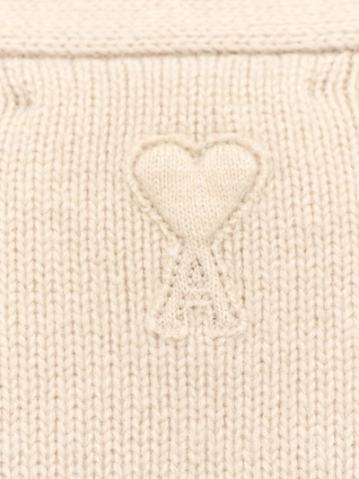 Shop Ami Alexandre Mattiussi Ami Paris Man Cardigan Man Beige Knitwear In Cream