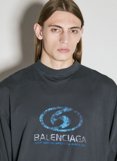 Shop Balenciaga Men Surfer Long Sleeve T-shirt In Gray