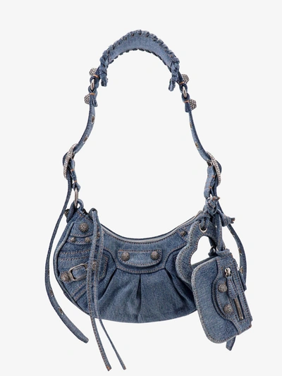 Shop Balenciaga Woman Le Cagole Xs Woman Blue Shoulder Bags