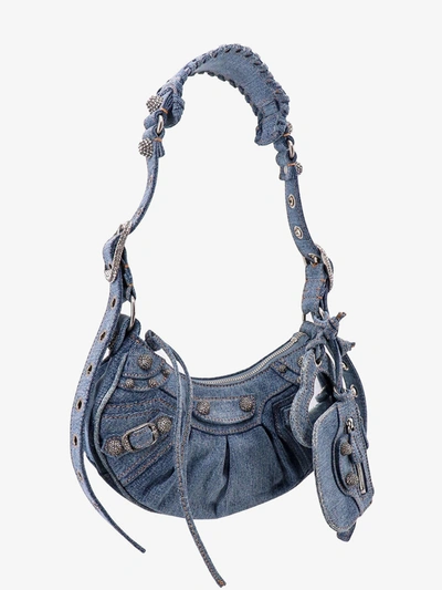 Shop Balenciaga Woman Le Cagole Xs Woman Blue Shoulder Bags