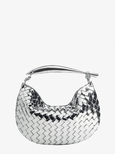 Shop Bottega Veneta Woman Sardine Woman Silver Handbags