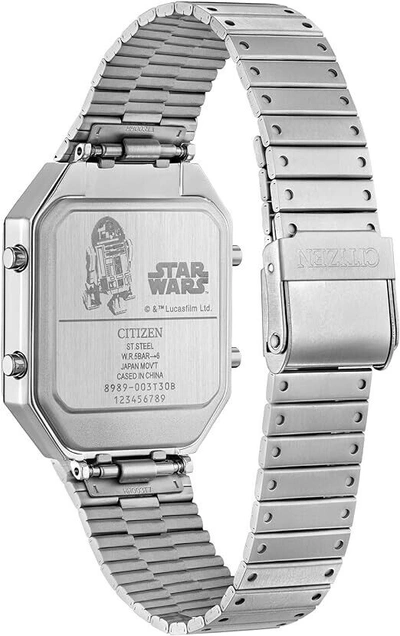 Pre-owned Citizen Star Wars R2-d2 Vintage Ana-digi Quartz Stainless Steel Watch Silver