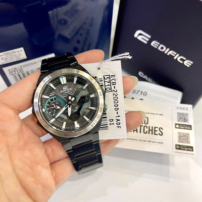 Pre-owned Casio Edifice Ecb-2200dd-1a Windflow Series Solar Power Black Ion Plated Watch