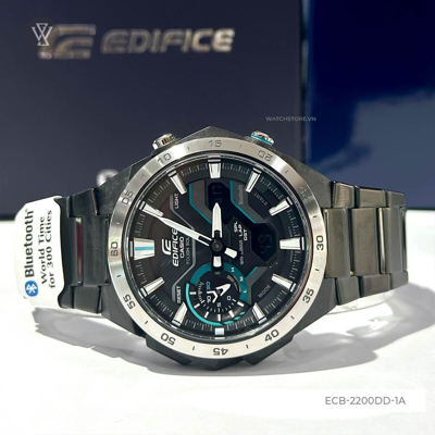 Pre-owned Casio Edifice Ecb-2200dd-1a Windflow Series Solar Power Black Ion Plated Watch