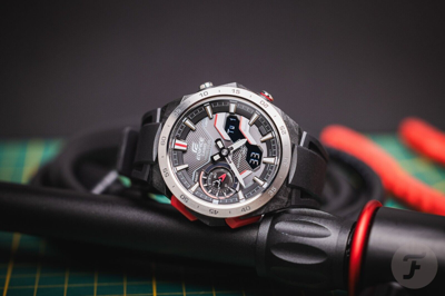Pre-owned Casio Edifice Ecb-2200p-1a Windflow Series Solar Power Black Resin Men's Watch