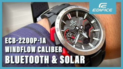 Pre-owned Casio Edifice Ecb-2200p-1a Windflow Series Solar Power Black Resin Men's Watch