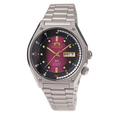 Pre-owned Orient Automatic Pink/black Dial Stainless Steel Men's Watch Ra-aa0b02r Jp