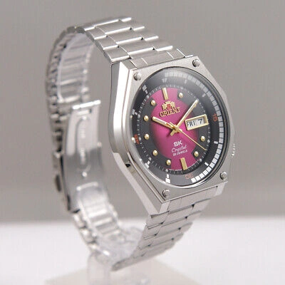 Pre-owned Orient Automatic Pink/black Dial Stainless Steel Men's Watch Ra-aa0b02r Jp