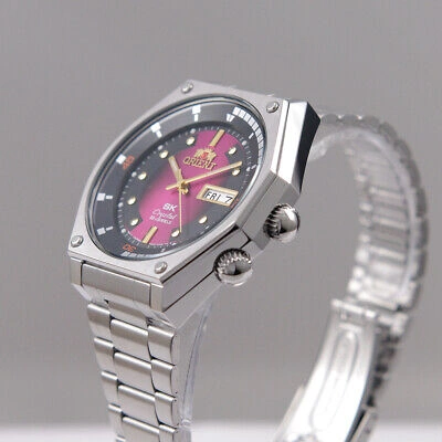 Pre-owned Orient Automatic Pink/black Dial Stainless Steel Men's Watch Ra-aa0b02r Jp