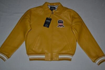 Pre-owned Avirex Authentic  Icon Leather A1 Bomber Jacket Mens Mustard Yellow All Sizes