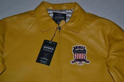 Pre-owned Avirex Authentic  Icon Leather A1 Bomber Jacket Mens Mustard Yellow All Sizes