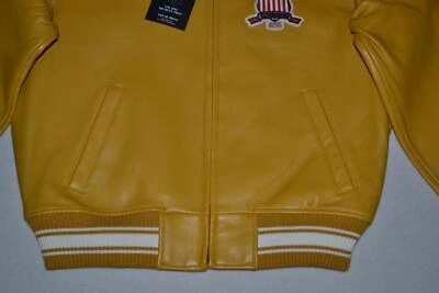 Pre-owned Avirex Authentic  Icon Leather A1 Bomber Jacket Mens Mustard Yellow All Sizes