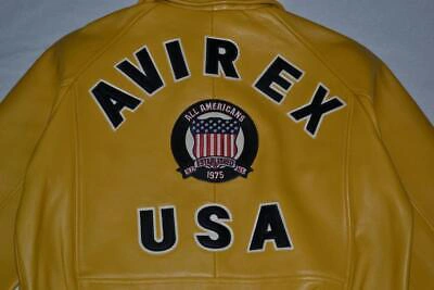 Pre-owned Avirex Authentic  Icon Leather A1 Bomber Jacket Mens Mustard Yellow All Sizes
