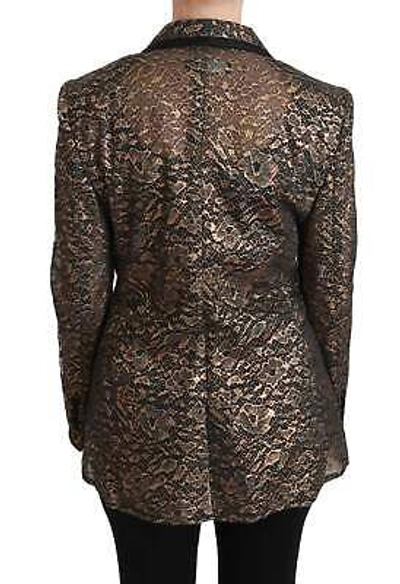 Pre-owned Dolce & Gabbana Elegant Gold Floral Lace Blazer Jacket In Gold Black