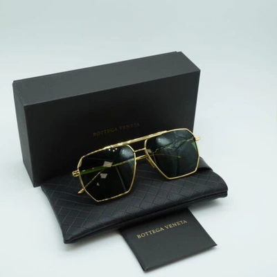 Pre-owned Bottega Veneta Bv1012s 004 Gold/green 60-13-145 Sunglasses