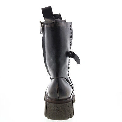 Pre-owned As98 A.s.98 Hallsey A54202-101 Womens Black Leather Casual Dress Boots 10