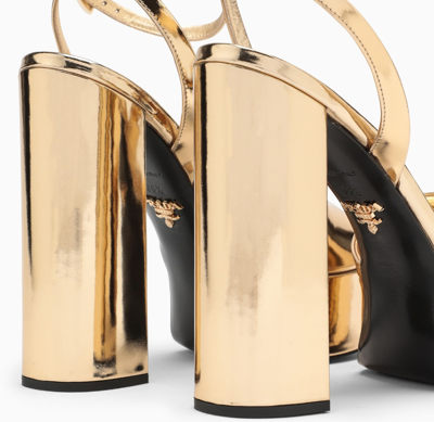 Pre-owned Prada Metallic Gold Leather Women's Platform Sandals 3au11xp48b F0522