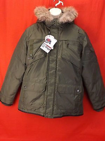 Pre-owned Pajar Canada Olive Nylon Coyote Fur Hoodie Winter James Goose Down Jacket L In Green