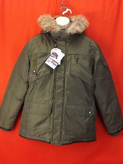 Pre-owned Pajar Canada Olive Nylon Coyote Fur Hoodie Winter James Goose Down Jacket L In Green