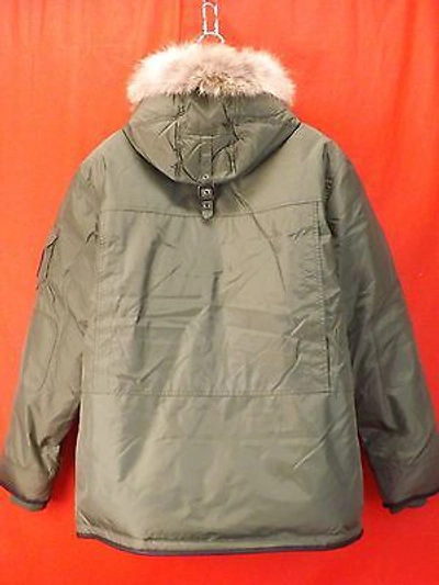 Pre-owned Pajar Canada Olive Nylon Coyote Fur Hoodie Winter James Goose Down Jacket L In Green