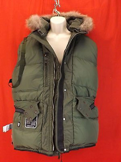 Pre-owned Pajar Canada Olive Nylon Coyote Fur Hoodie Winter James Goose Down Jacket L In Green