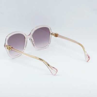 Pre-owned Gucci Gg1178s 005 Transparent Pink/gradient Violet 56-20-145 Sunglasses In Purple