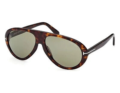 Pre-owned Tom Ford Ft0988-52n-60 Dark Havana Sunglasses In Green