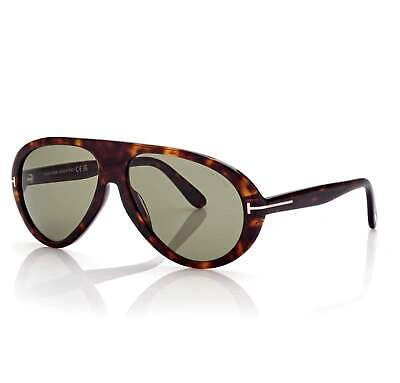 Pre-owned Tom Ford Ft0988-52n-60 Dark Havana Sunglasses In Green