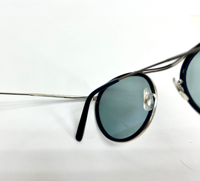 Pre-owned Oliver Peoples Ov1219 Mp-3 30th Silver Navy Blue Round Vintage Sunglasses 1219